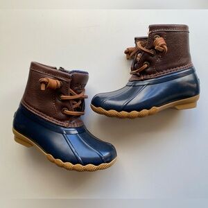 Sperry Toddler Saltwater Duck Boots Navy & Brown Size 7